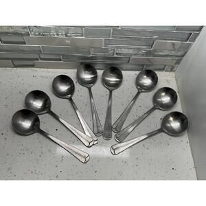 lot of 8 Rogers Co Round Spoons Art Deco Korea